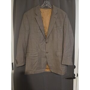 Ralph Lauren Tan Plaid Blazer, Men's 42L Sport Coat, Beige Windowpane Jacket